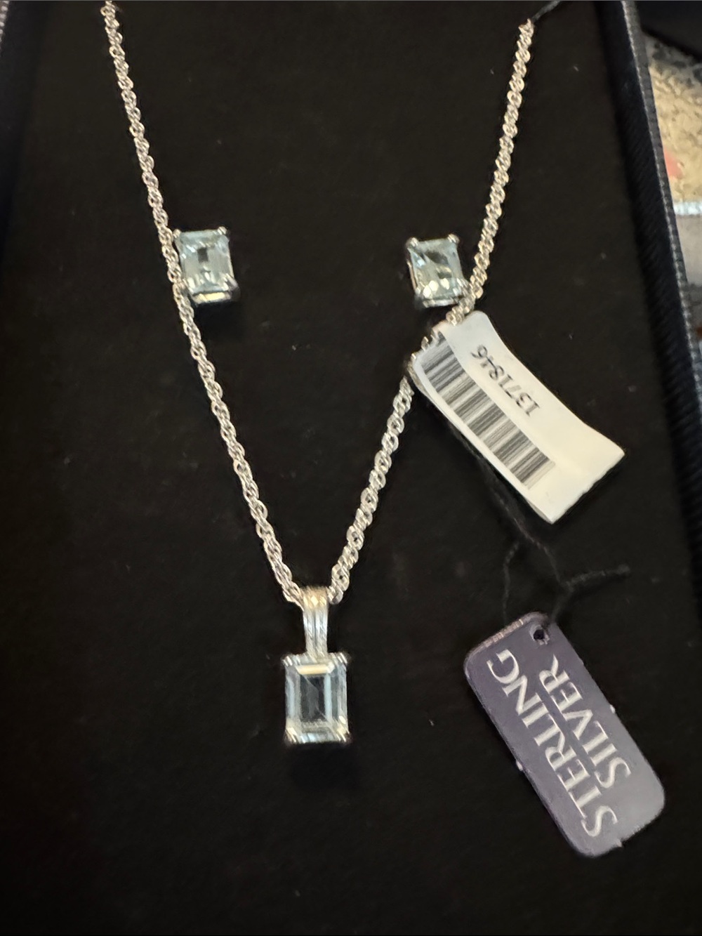 Sterling Silver Blue Sky Topaz Pendant Necklace and Stud Earrings Set